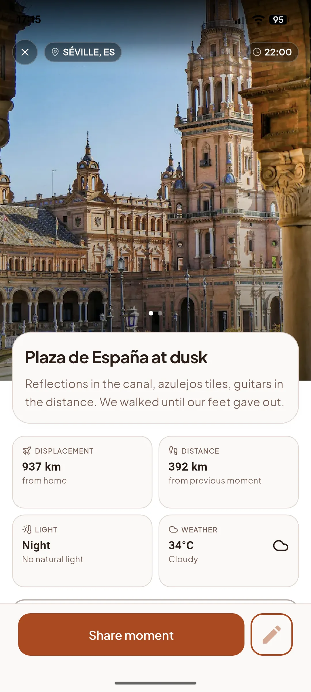Huasca app screenshot: memories